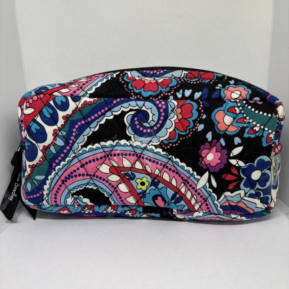 Vera Bradley Brush/Pencil Case Quilted Cosmetic Bag Haymarket Plaid